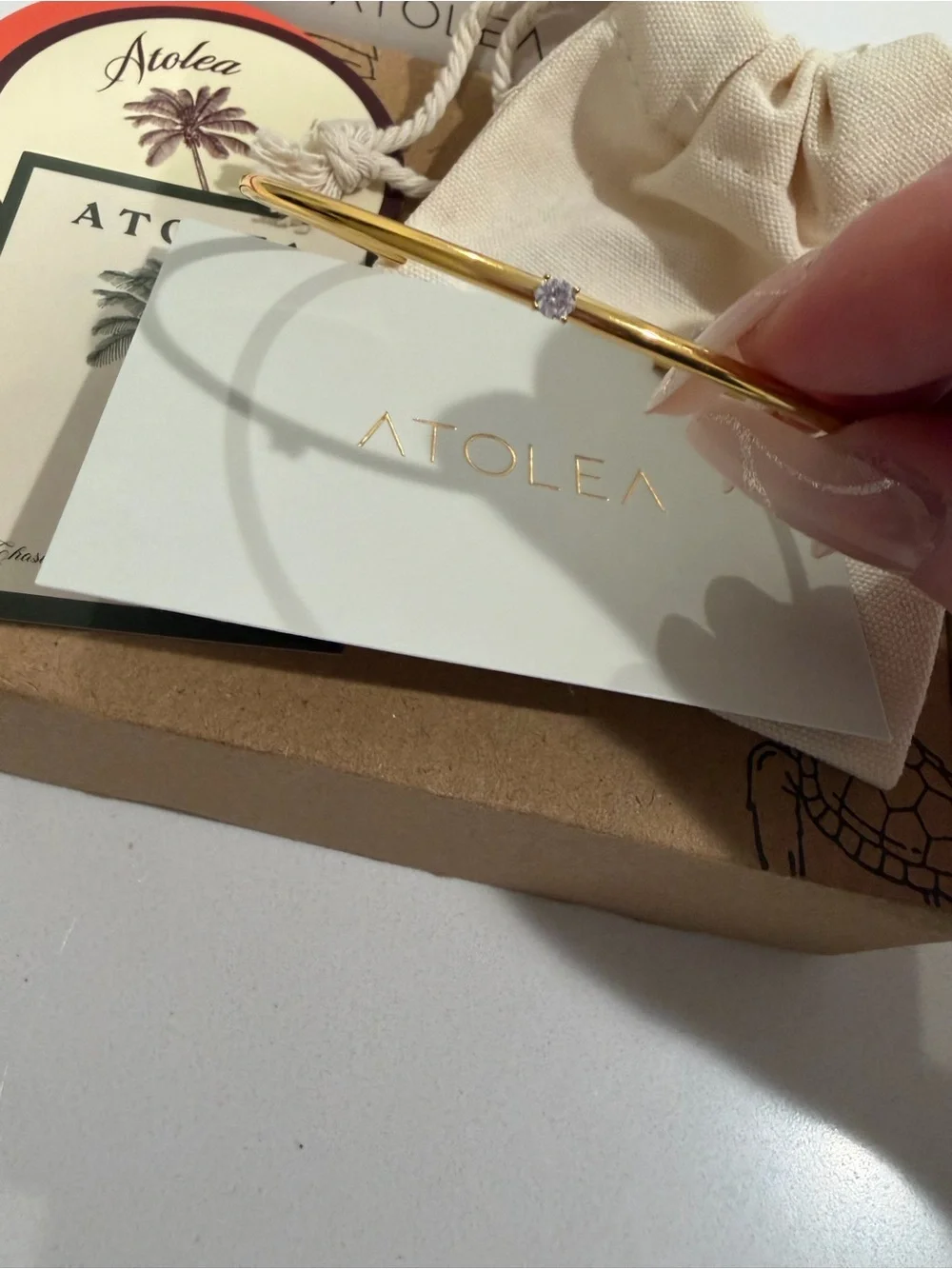 ATOLEA THIN SOLAR CUFF 18kGOLD PLATED NEW IN POUCH